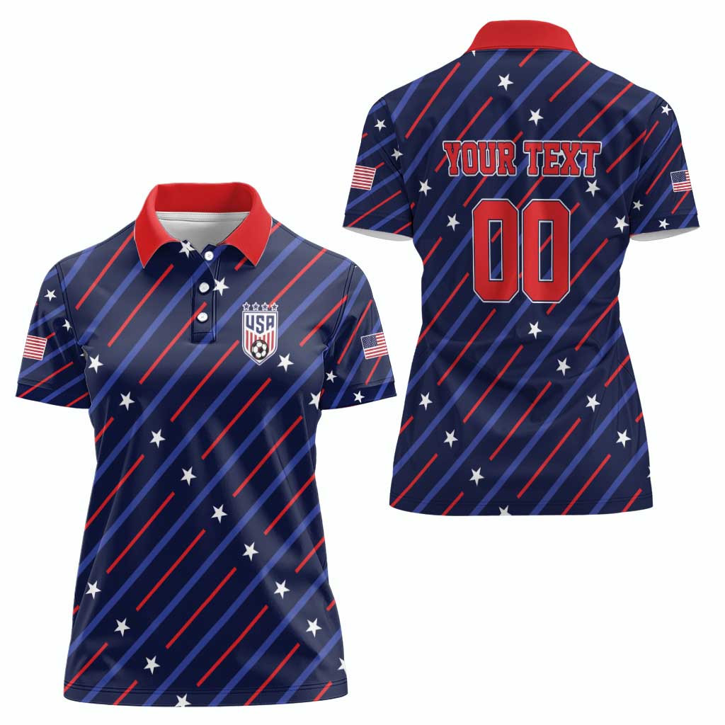 Custom Soccer USA 2026 Women Polo Shirt Stronger Together We Are One Nation - Wonder Print Shop