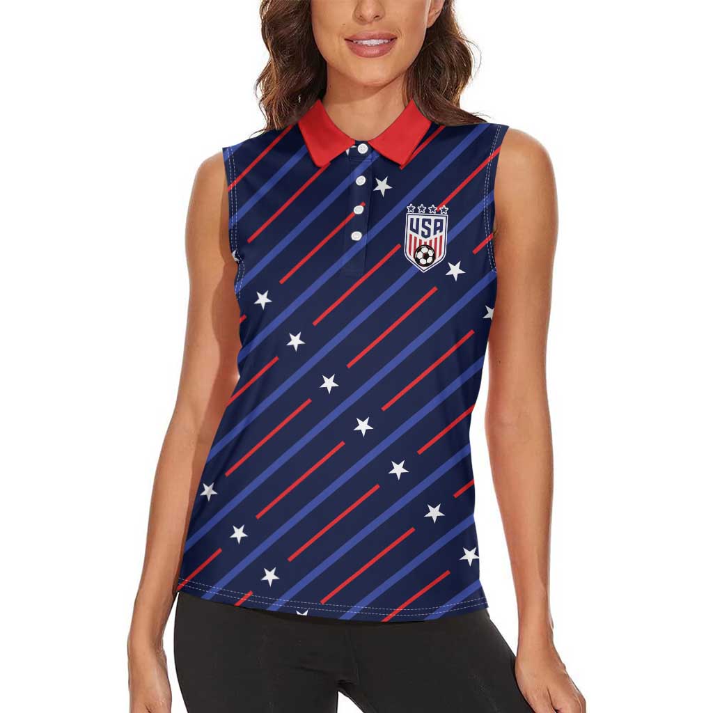 Custom Soccer USA 2026 Women Sleeveless Polo Shirt Stronger Together We Are One Nation - Wonder Print Shop