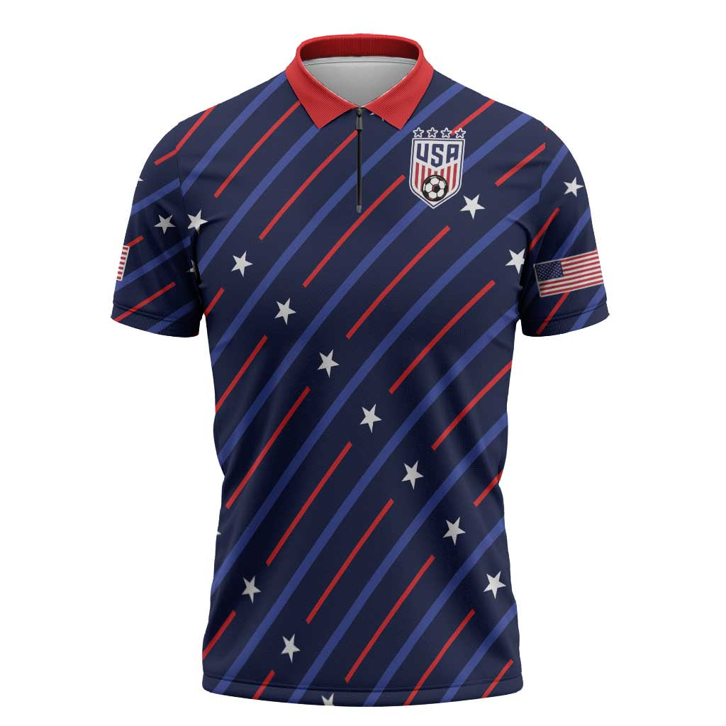 Custom Soccer USA 2026 Zipper Polo Shirt Stronger Together We Are One Nation - Wonder Print Shop