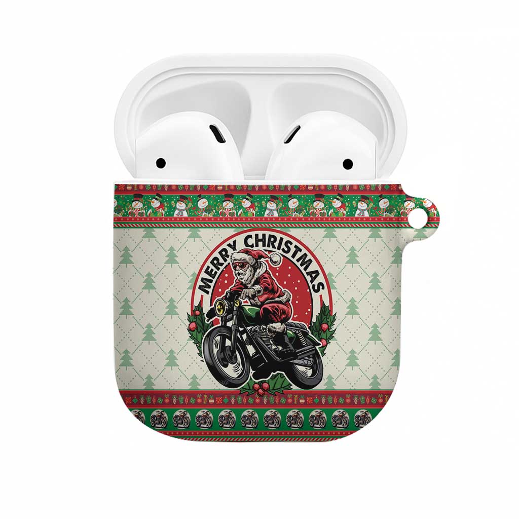 Biker Santa Motorcycle Christmas AirPods Case Santa Claus On A Motorcycle - Wonder Print Shop