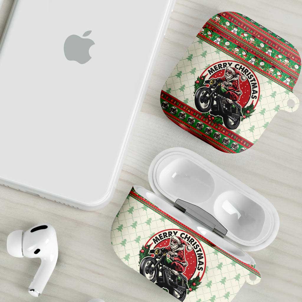 Biker Santa Motorcycle Christmas AirPods Case Santa Claus On A Motorcycle - Wonder Print Shop
