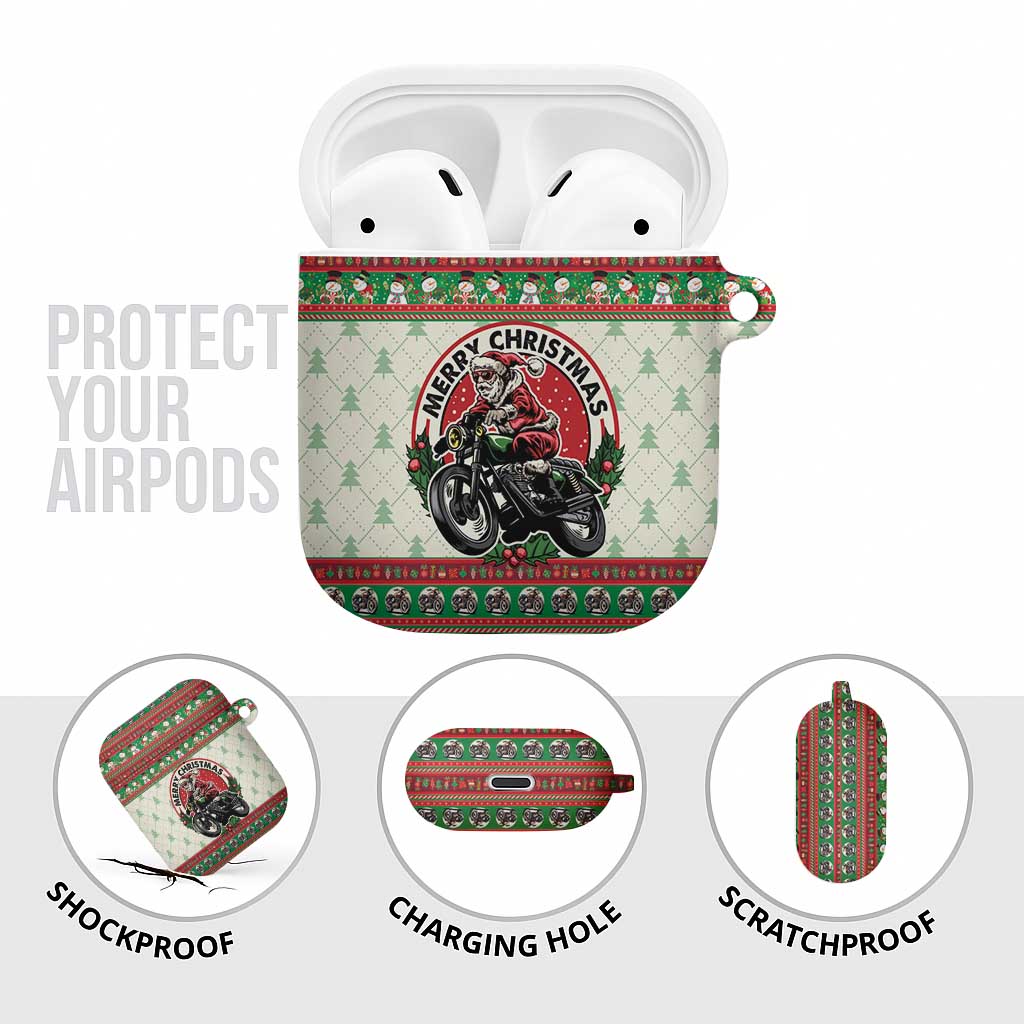 Biker Santa Motorcycle Christmas AirPods Case Santa Claus On A Motorcycle - Wonder Print Shop