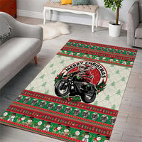 Biker Santa Motorcycle Christmas Area Rug Santa Claus On A Motorcycle - Wonder Print Shop