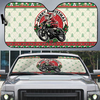 Biker Santa Motorcycle Christmas Auto Sun Shade Santa Claus On A Motorcycle - Wonder Print Shop