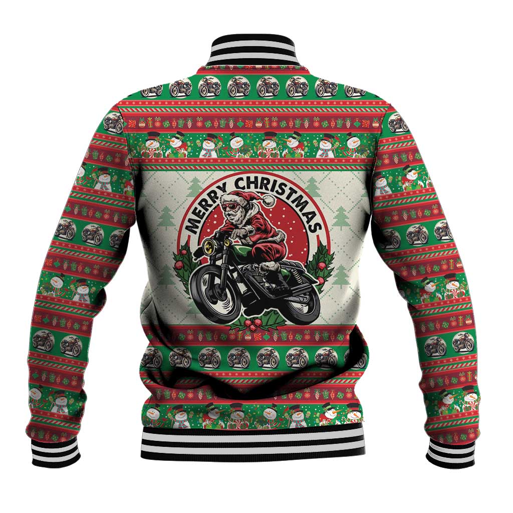 Biker Santa Motorcycle Christmas Baseball Jacket Santa Claus On A Motorcycle - Wonder Print Shop