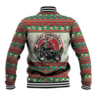 Biker Santa Motorcycle Christmas Baseball Jacket Santa Claus On A Motorcycle - Wonder Print Shop