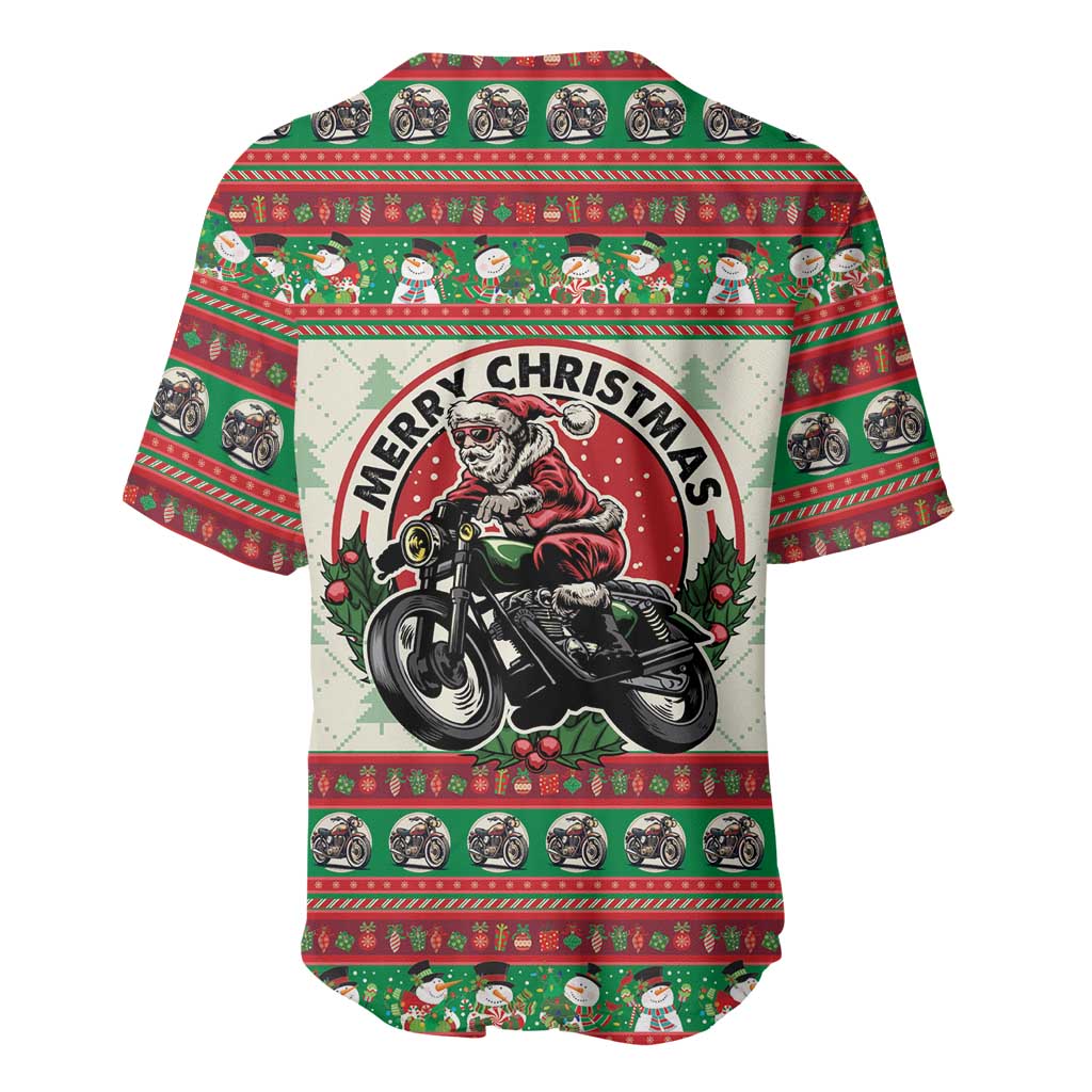 Biker Santa Motorcycle Christmas Baseball Jersey Santa Claus On A Motorcycle - Wonder Print Shop