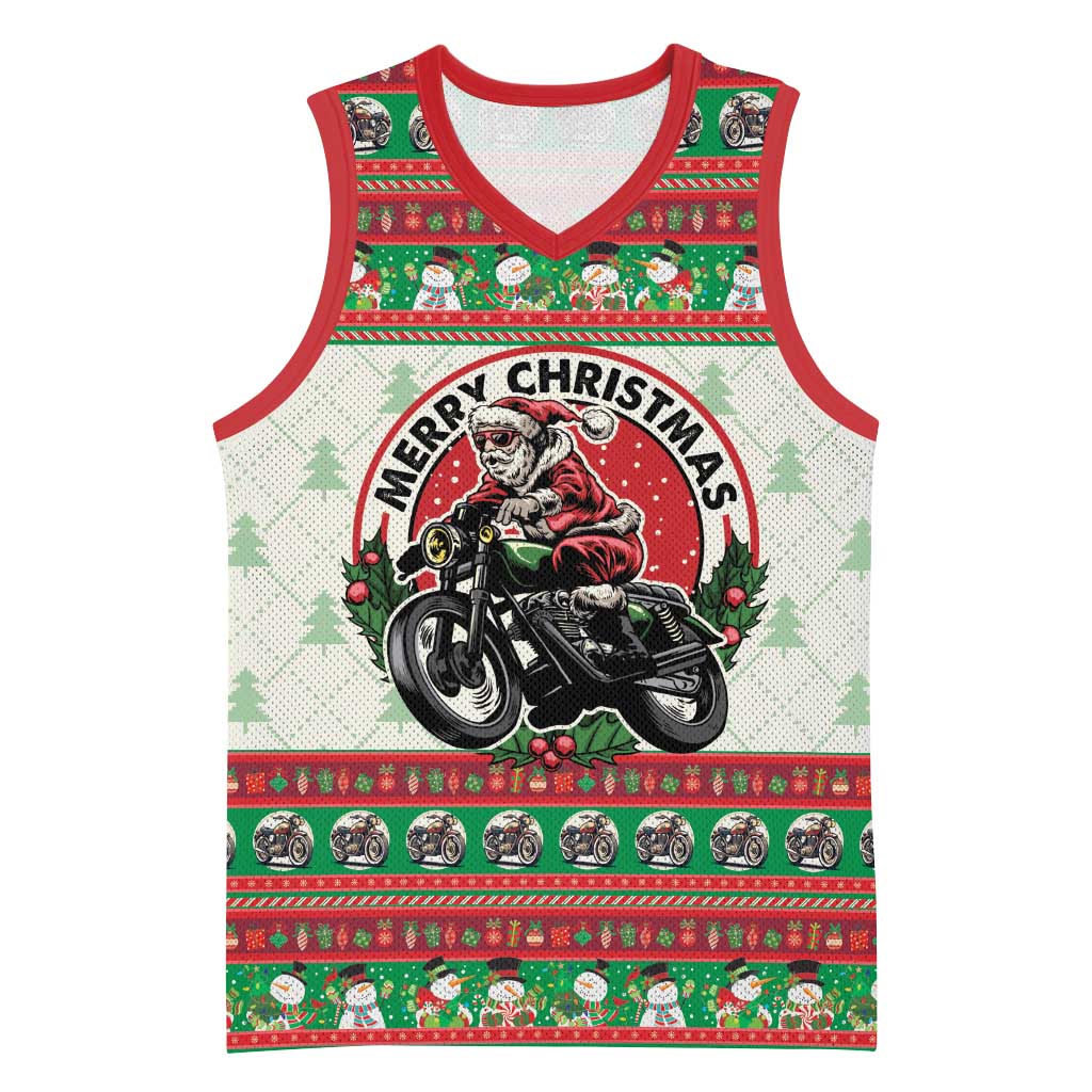 Biker Santa Motorcycle Christmas Basketball Jersey Santa Claus On A Motorcycle - Wonder Print Shop