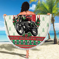 Biker Santa Motorcycle Christmas Beach Blanket Santa Claus On A Motorcycle - Wonder Print Shop