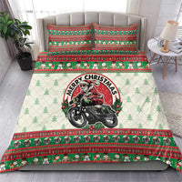 Biker Santa Motorcycle Christmas Bedding Set Santa Claus On A Motorcycle - Wonder Print Shop