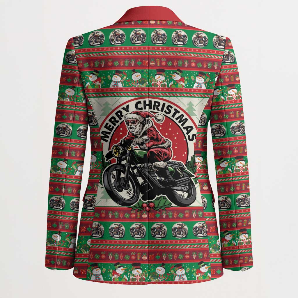 Biker Santa Motorcycle Christmas Blazer Santa Claus On A Motorcycle - Wonder Print Shop