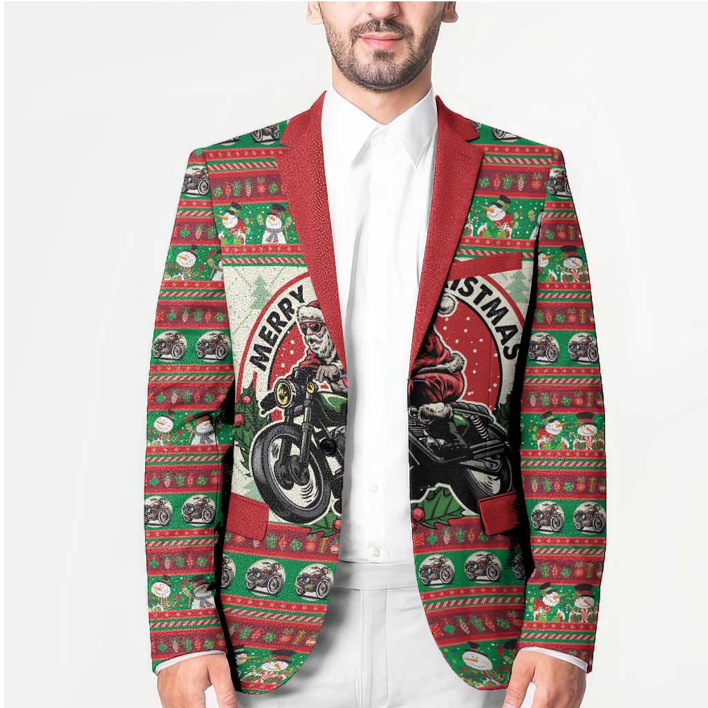 Biker Santa Motorcycle Christmas Blazer Santa Claus On A Motorcycle - Wonder Print Shop