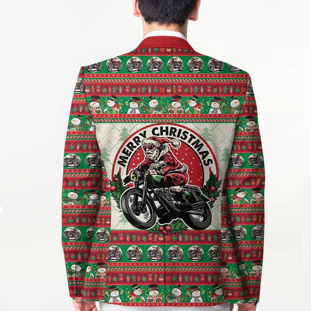 Biker Santa Motorcycle Christmas Blazer Santa Claus On A Motorcycle - Wonder Print Shop