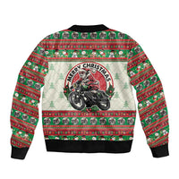 Biker Santa Motorcycle Christmas Bomber Jacket Santa Claus On A Motorcycle - Wonder Print Shop