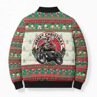 Biker Santa Motorcycle Christmas Bomber Puffer Jacket Santa Claus On A Motorcycle - Wonder Print Shop
