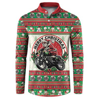 Biker Santa Motorcycle Christmas Button Sweatshirt Santa Claus On A Motorcycle - Wonder Print Shop
