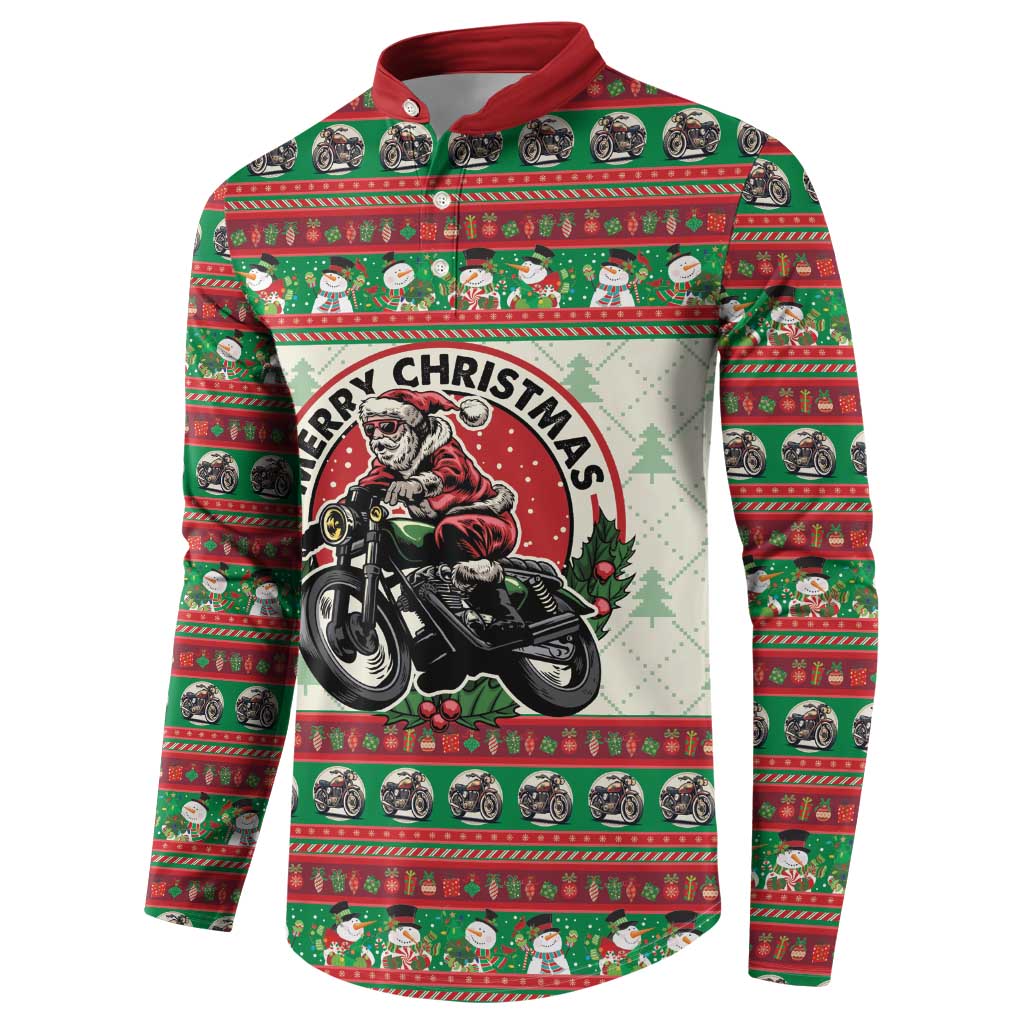 Biker Santa Motorcycle Christmas Button Sweatshirt Santa Claus On A Motorcycle - Wonder Print Shop