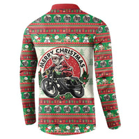 Biker Santa Motorcycle Christmas Button Sweatshirt Santa Claus On A Motorcycle - Wonder Print Shop