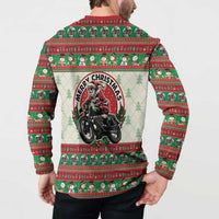 Biker Santa Motorcycle Christmas Button Sweatshirt Santa Claus On A Motorcycle - Wonder Print Shop