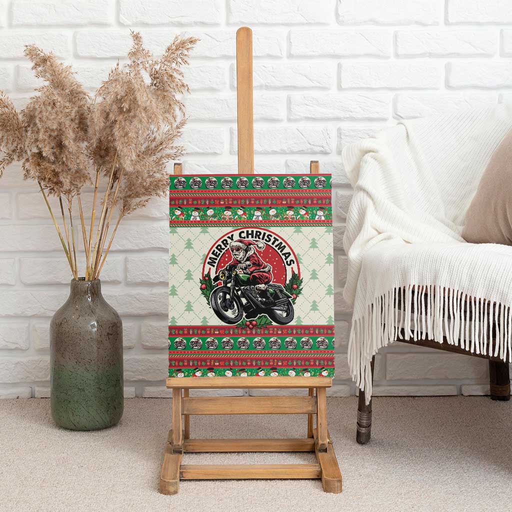 Biker Santa Motorcycle Christmas Canvas Wall Art Santa Claus On A Motorcycle - Wonder Print Shop