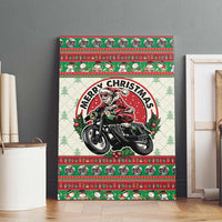 Biker Santa Motorcycle Christmas Canvas Wall Art Santa Claus On A Motorcycle - Wonder Print Shop