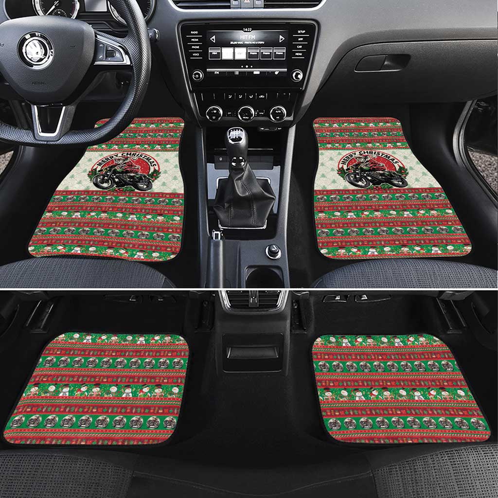 Biker Santa Motorcycle Christmas Car Mats Santa Claus On A Motorcycle - Wonder Print Shop