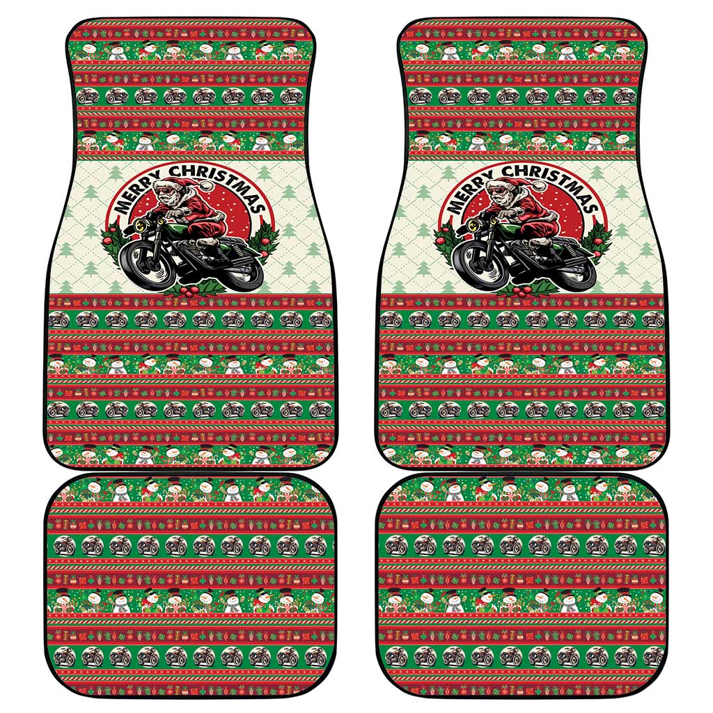 Biker Santa Motorcycle Christmas Car Mats Santa Claus On A Motorcycle - Wonder Print Shop