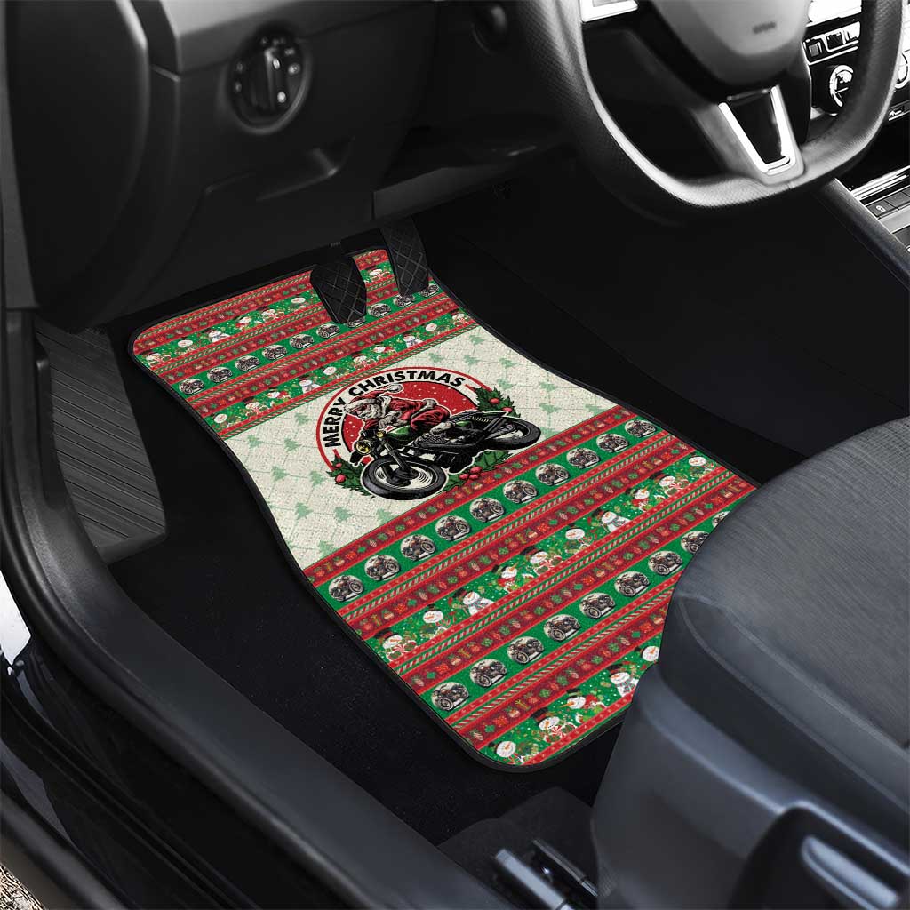 Biker Santa Motorcycle Christmas Car Mats Santa Claus On A Motorcycle - Wonder Print Shop
