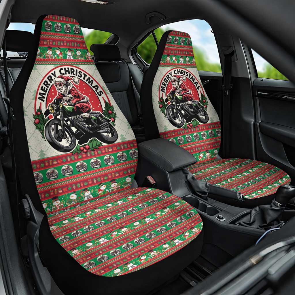 Biker Santa Motorcycle Christmas Car Seat Cover Santa Claus On A Motorcycle - Wonder Print Shop