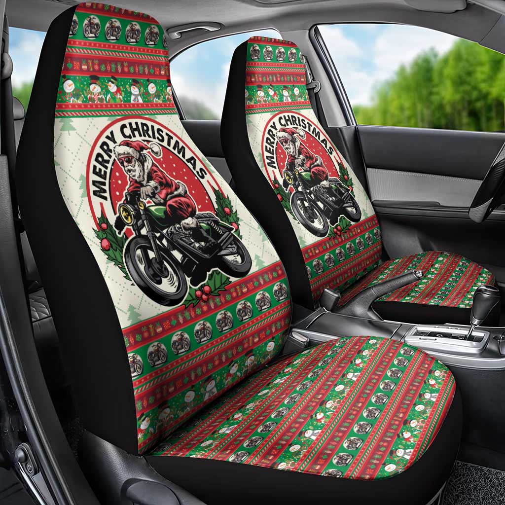 Biker Santa Motorcycle Christmas Car Seat Cover Santa Claus On A Motorcycle - Wonder Print Shop