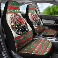 Biker Santa Motorcycle Christmas Car Seat Cover Santa Claus On A Motorcycle - Wonder Print Shop