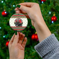 Biker Santa Motorcycle Christmas Ceramic Ornament Santa Claus On A Motorcycle - Wonder Print Shop