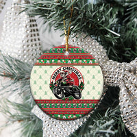 Biker Santa Motorcycle Christmas Ceramic Ornament Santa Claus On A Motorcycle - Wonder Print Shop