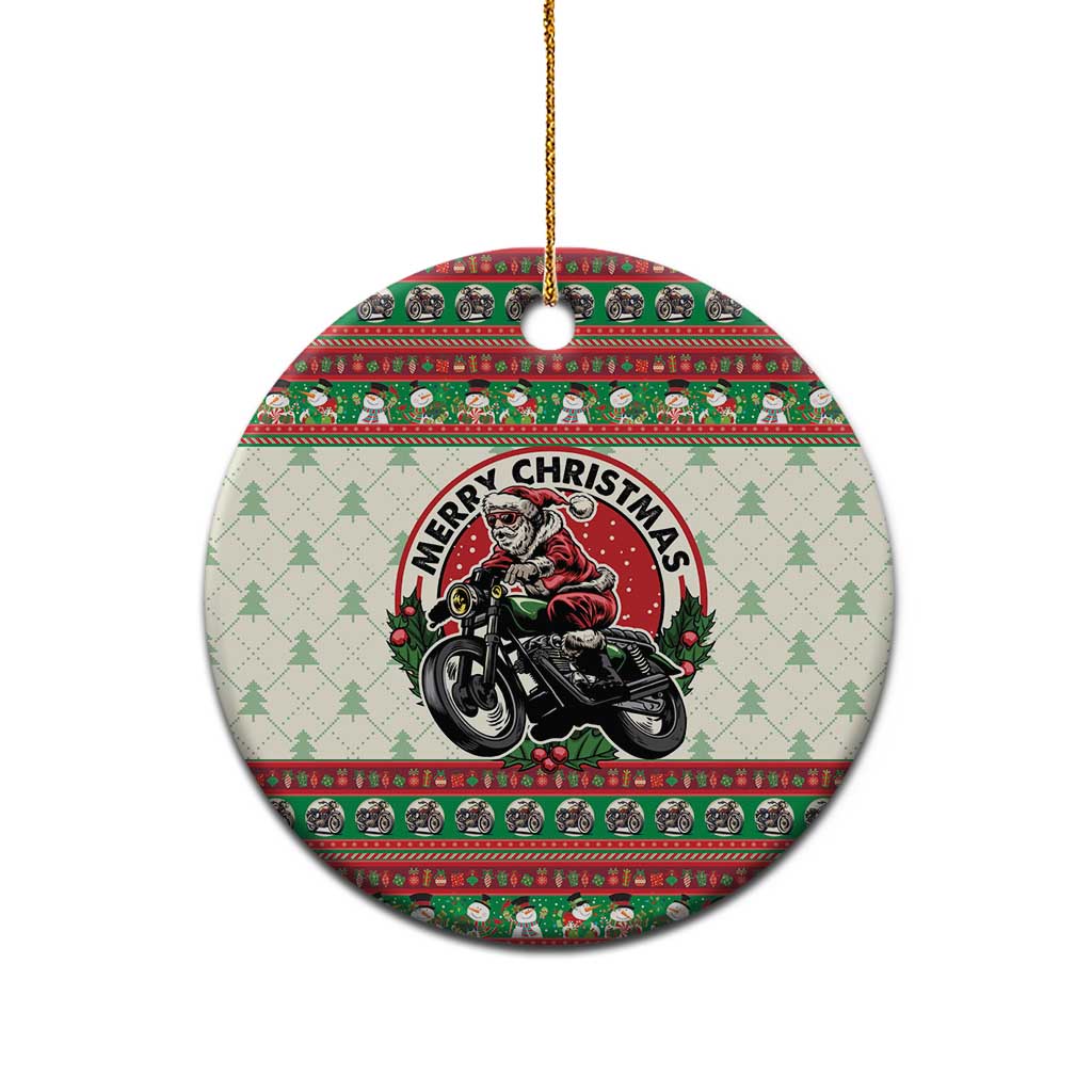 Biker Santa Motorcycle Christmas Ceramic Ornament Santa Claus On A Motorcycle - Wonder Print Shop