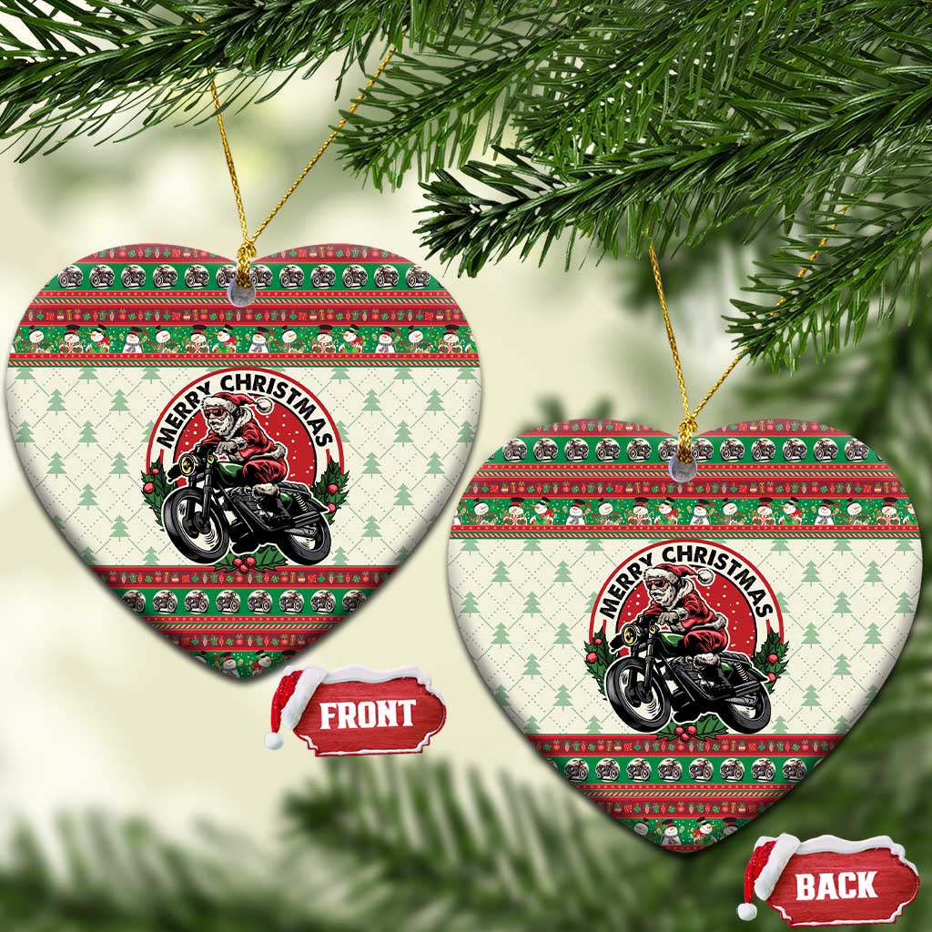 Biker Santa Motorcycle Christmas Ceramic Ornament Santa Claus On A Motorcycle - Wonder Print Shop