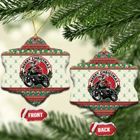 Biker Santa Motorcycle Christmas Ceramic Ornament Santa Claus On A Motorcycle - Wonder Print Shop