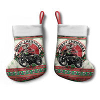 Biker Santa Motorcycle Christmas Stocking Santa Claus On A Motorcycle - Wonder Print Shop