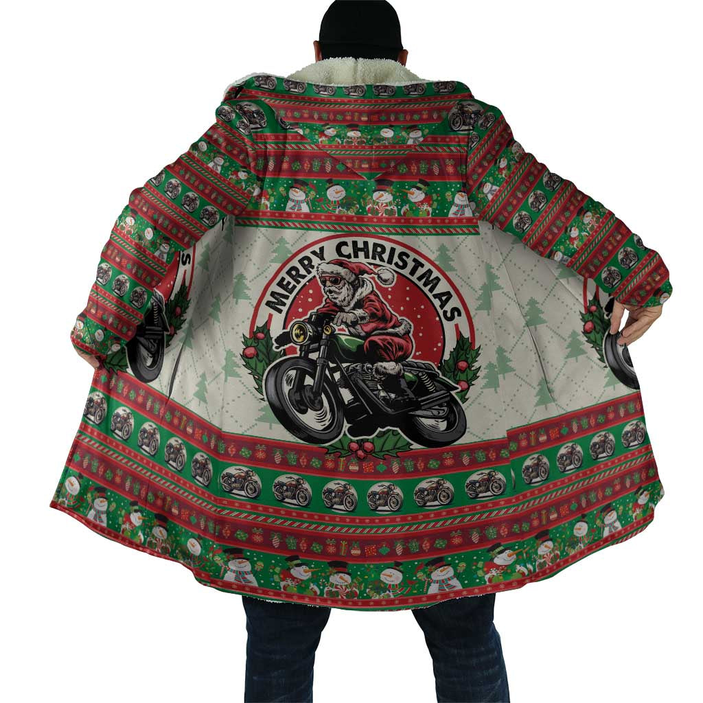 Biker Santa Motorcycle Christmas Cloak Santa Claus On A Motorcycle - Wonder Print Shop