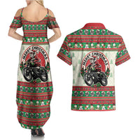 Biker Santa Motorcycle Christmas Couples Matching Summer Maxi Dress and Hawaiian Shirt Santa Claus On A Motorcycle - Wonder Print Shop