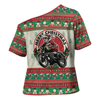 Biker Santa Motorcycle Christmas Cross Shoulder Shirt Santa Claus On A Motorcycle - Wonder Print Shop