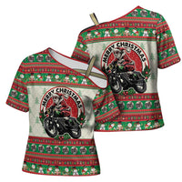 Biker Santa Motorcycle Christmas Cross Shoulder Shirt Santa Claus On A Motorcycle - Wonder Print Shop
