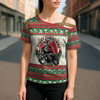 Biker Santa Motorcycle Christmas Cross Shoulder Shirt Santa Claus On A Motorcycle - Wonder Print Shop