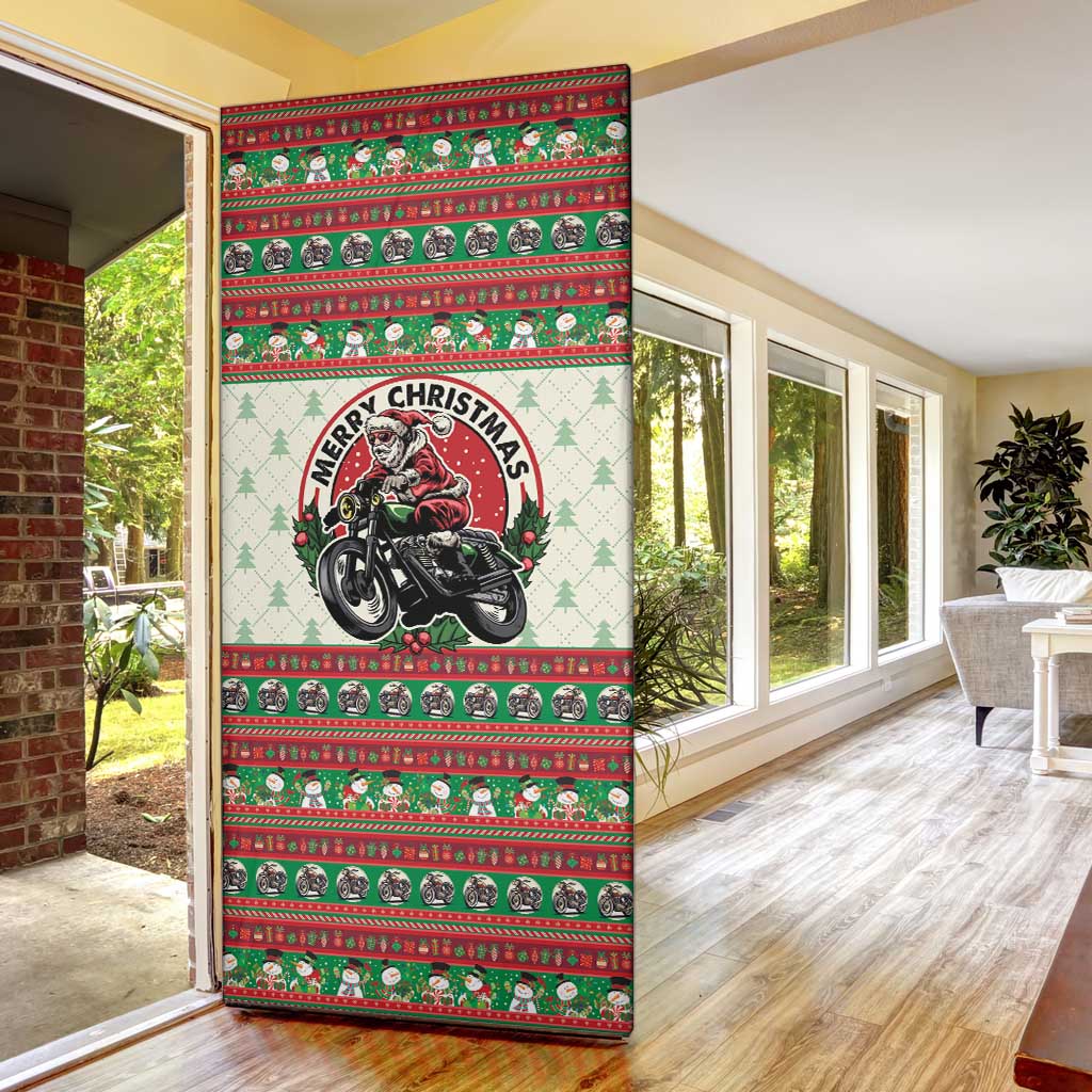 Biker Santa Motorcycle Christmas Door Cover Santa Claus On A Motorcycle - Wonder Print Shop