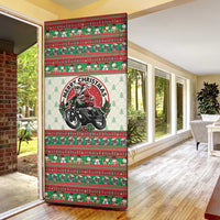 Biker Santa Motorcycle Christmas Door Cover Santa Claus On A Motorcycle - Wonder Print Shop