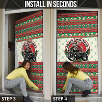 Biker Santa Motorcycle Christmas Door Cover Santa Claus On A Motorcycle - Wonder Print Shop