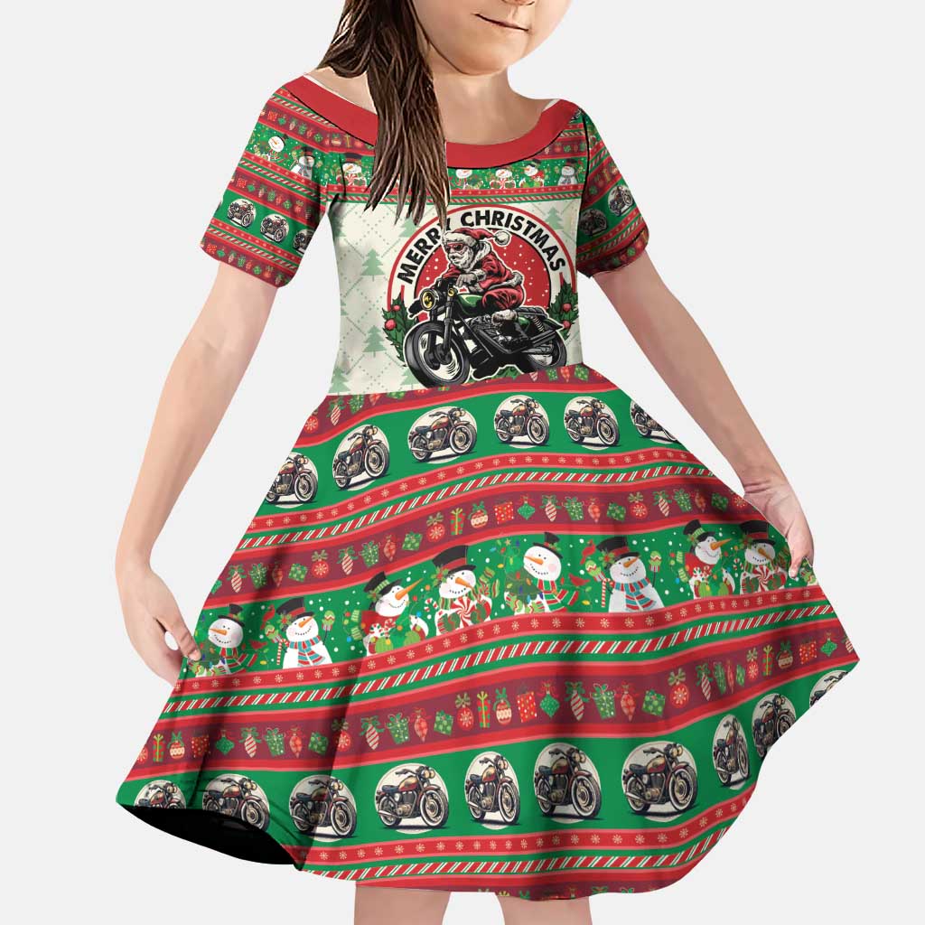 Biker Santa Motorcycle Christmas Family Matching Long Sleeve Bodycon Dress and Hawaiian Shirt Santa Claus On A Motorcycle - Wonder Print Shop