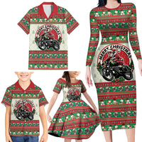 Biker Santa Motorcycle Christmas Family Matching Long Sleeve Bodycon Dress and Hawaiian Shirt Santa Claus On A Motorcycle - Wonder Print Shop