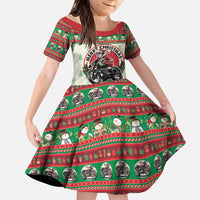 Biker Santa Motorcycle Christmas Family Matching Off Shoulder Maxi Dress and Hawaiian Shirt Santa Claus On A Motorcycle - Wonder Print Shop