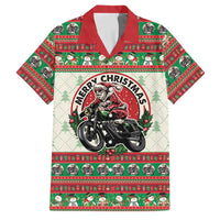 Biker Santa Motorcycle Christmas Family Matching Off Shoulder Maxi Dress and Hawaiian Shirt Santa Claus On A Motorcycle - Wonder Print Shop