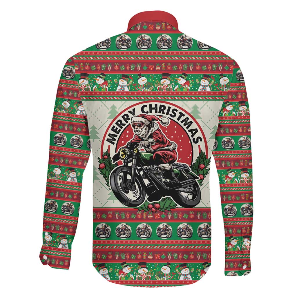 Biker Santa Motorcycle Christmas Family Matching Off Shoulder Maxi Dress and Hawaiian Shirt Santa Claus On A Motorcycle - Wonder Print Shop